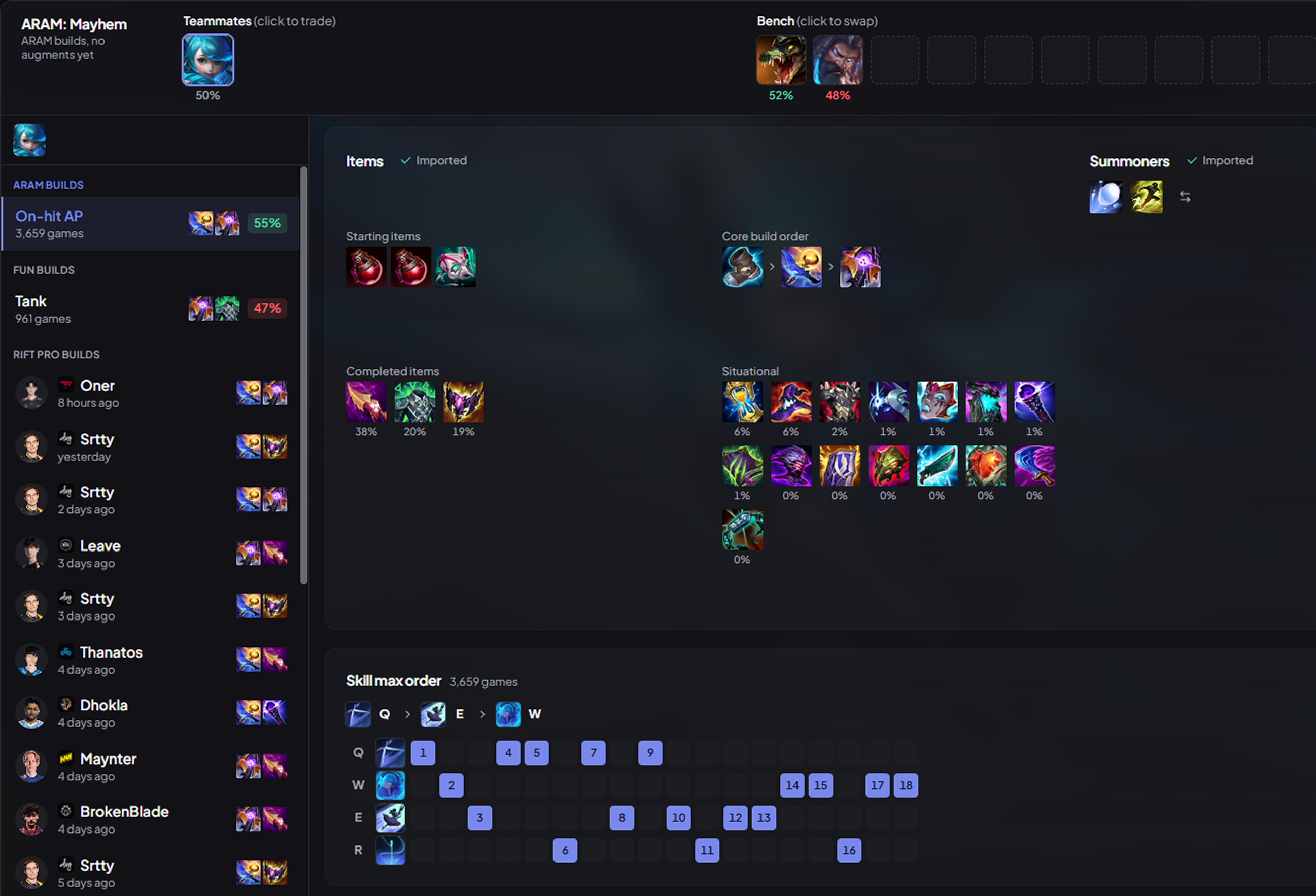 The ARAM: Mayhem champion select